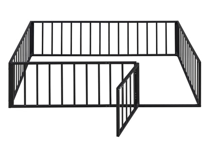 Metal Floor Bed Frame With Fence And Door