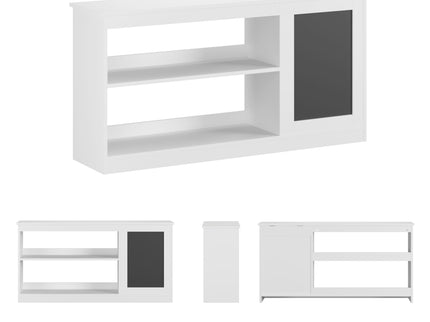 3 In 1 Bookshelf And Toy Storage Cabinet With Chalkboard, Organizer For Playroom Featuring And Spacious Storage - White