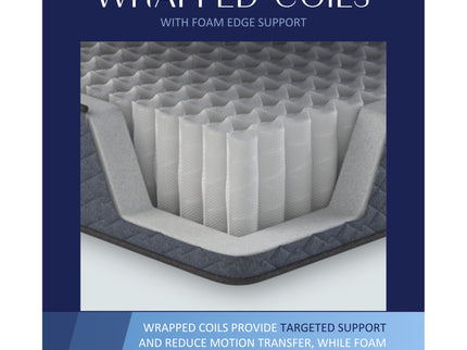 Comfort Care - 12" Twin Hybrid Euro Top Mattress, Plush Comfort With Individual Pocketed Coil - Gray / Blue