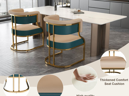 Dining Chairs Ergonomic Curved Backres (Set of 2) - Blue / Neutral