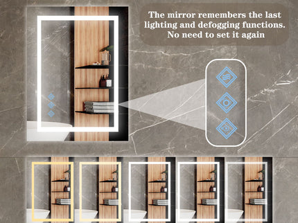 3000-6000K LED Bathroom Mirror With Lights, Anti-Fog Dimmable Lighted Wall Mounted Vanity Mirror Master Bath Modern Makeup (Only Mirrors, Not Cabinets) Horizontal & Vertical
