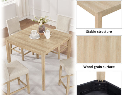 5 Piece Counter Height Table Set With 4 Chairs