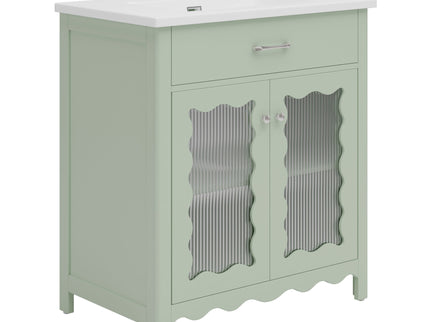 Modern Bathroom Vanity With Tempered Glass Doors