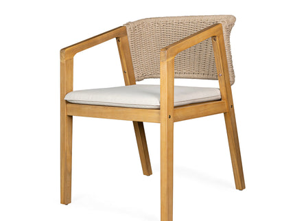 7 Piece Outdoor Dining Set With Table And 6 Chairs - Beige / Brown Mix / Light Teak / Teak