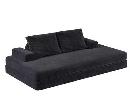 Multifunctional Convertible Sofa Bed With 2 Tumbler Backrests And 2 Pillows, Deep Seat Couch