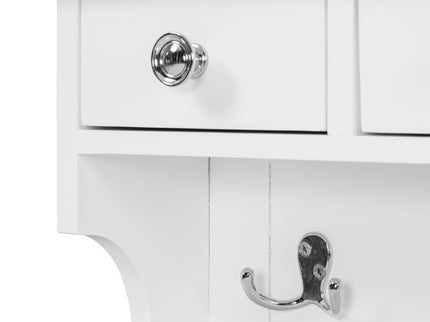 Floating Makeup Vanity With Big Mirror, Wall Mounted Storage Vanity With Drawers, Pockets & Hooks, Space Saving Decorative Home Organizer - White