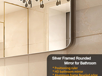 Rounded Corner Rectangle Bathroom Mirror For Wall Metal Frame Wall Mounted Bathroom Mirror Vanity Bathroom Mirror (Horizontal & Vertical)