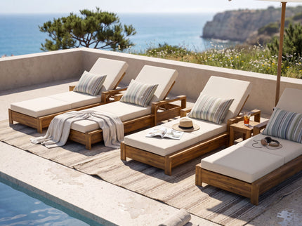 Chaise Lounge With 3 Fold Cushion Set, 3 Position Adjustable Backrest