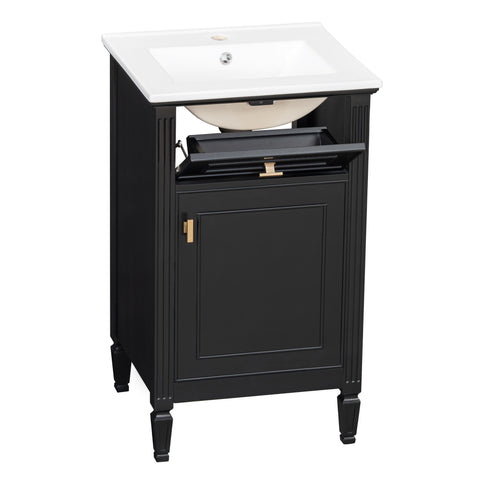 Bathroom Vanity With Sink, Adjustable Shelf, Tilt-Out Drawer