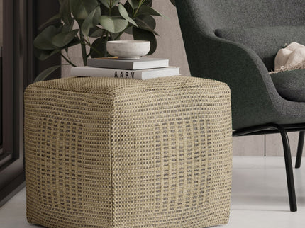 Delilah - Square Woven Pouf - Natural
