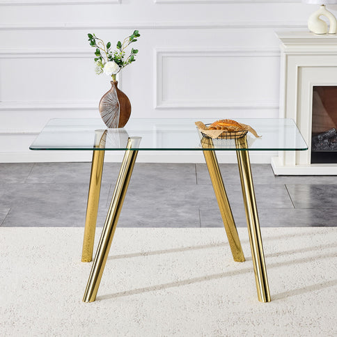 Rectangular Design Dining Table - Gold