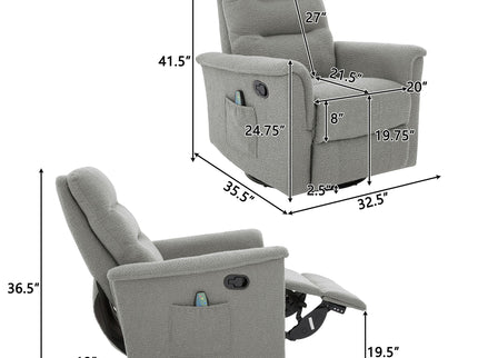 Manual Recliner Chair With 8 Point Massage And Swivel Function