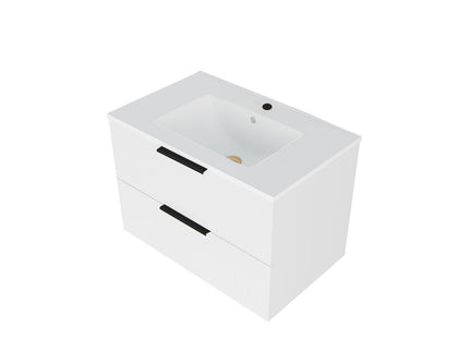 Modern Wall Mounted Floating Bathroom Vanity With Sink And Drawers