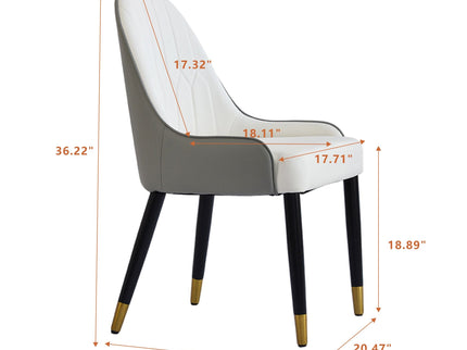 Modern Sponge-Filled Dining Chair, Solid Wood Metal Legs, Suitable For Restaurants, Living Rooms And Rooms (Set of 2)