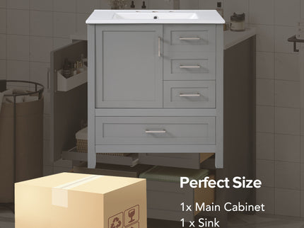 Modern Bathroom Vanity With Ceramic Sink, Solid Frame And Storage Solutions