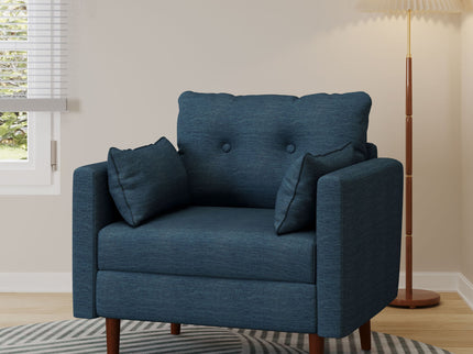 Enchantica - Upholstered Fabric Club Chair With Button Tufted And 2 Accent Pillows