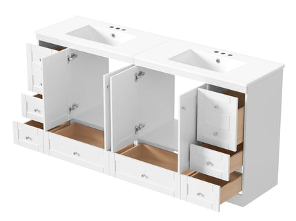 Shaker Free Standing Bathroom Vanity Cabinet & Sink, Soft Close Drawers, Soft Close Doors