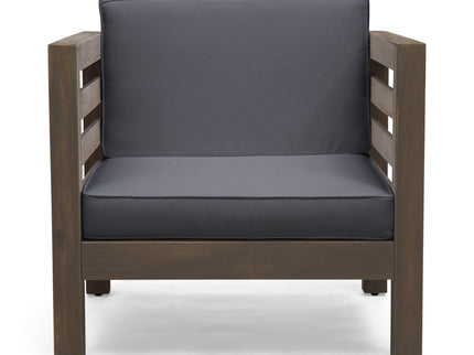 Outdoor Acacia Wood Patio Chair With Fabric Cushion