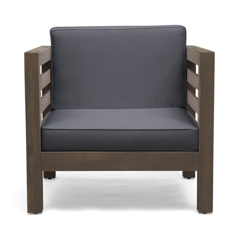 Outdoor Acacia Wood Patio Chair With Fabric Cushion