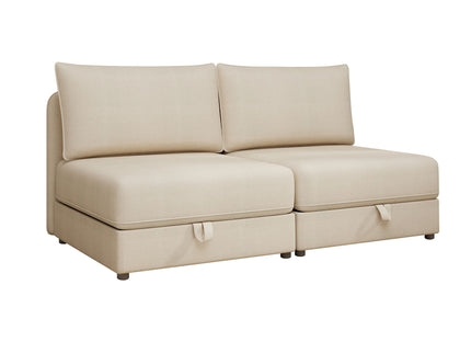 Modular Sectional Sofa With Storage, Convertible 2 Seater Sleeper Sofa - Beige