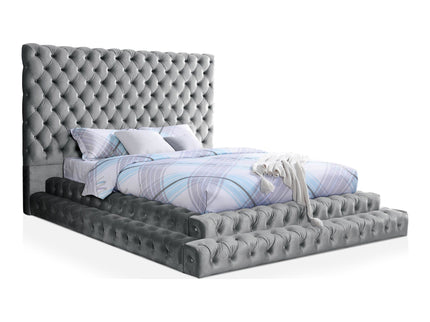 Tufted Oversized Headboard Platform Bed With Fully Upholstered Frame