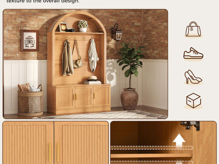 Arched Top Hall Tree With 5 Hooks