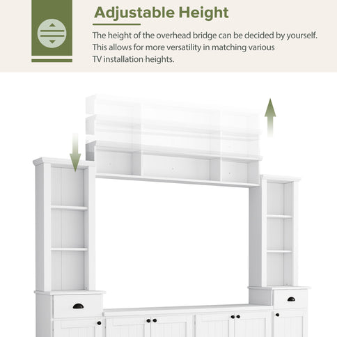 Minimalist Entertainment Wall Unit Set With Bridge For TVs Up To 75"
