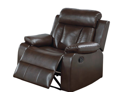 Leatherette Recliner With Pillow Arms And Headrest For Living Room - Brown