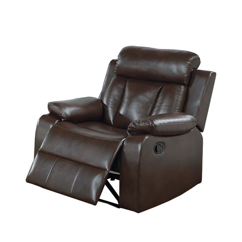 Leatherette Recliner With Pillow Arms And Headrest For Living Room - Brown