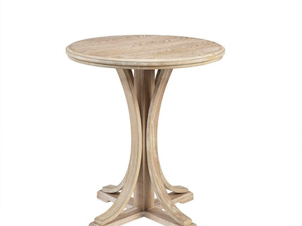 Accent Table Round Rustic Ash Veneer Reclaimed Wheat - Natural