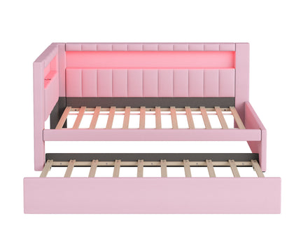 Upholstered Platform Bed With USB Ports And LED Belt
