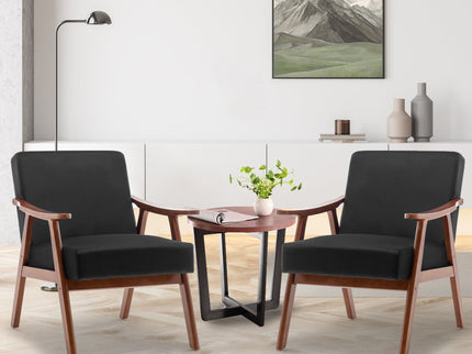 Mid Century Modern Accent Chair With Solid Wood Frame And Extra Thick Backrest