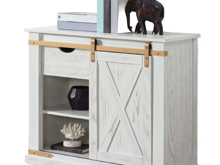 Console Table With Storage Drawer And Open Shelves - Antique White / Gold