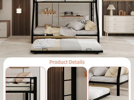Bunk Bed For Kids, Convertible Frame With Ladders & Guardrail