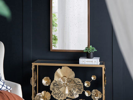 Console Table With Mirrored Glass Top, Modern Entryway Table For Living Room Foyer Entryway - Gold