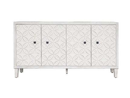 Accent Cabinet 4 Door Wooden Cabinet Sideboard Buffet Server Cabinet Storage Cabinet, For Living Room, Entryway, Hallway, Office, Kitchen And Dining Room - White Wash