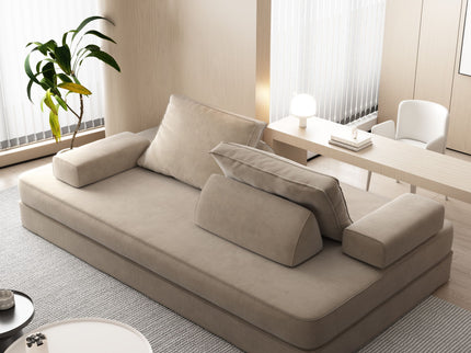 Multifunctional Convertible Sofa Bed With 2 Tumbler Backrests And 2 Pillows, Deep Seat Couch