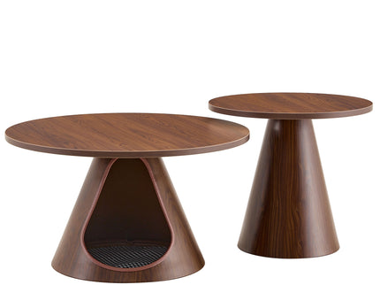 Nesting Coffee Table With Integrated Cat Cave Bed (Set of 2) - Walnut