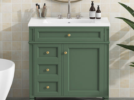 Bathroom Vanity With Top Sink, Storage Cabinet With 2 Drawers, Tip Out Drawer