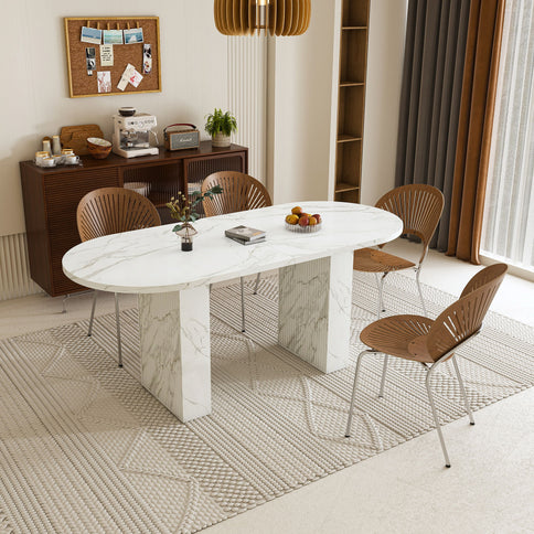 Modern Farmhouse Oval Dining Table With Slim Base