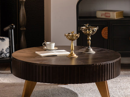 Round Retro Coffee With Solid Wood Legs