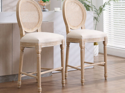 French Country Bar Chairs With Round Back (Set of 2)