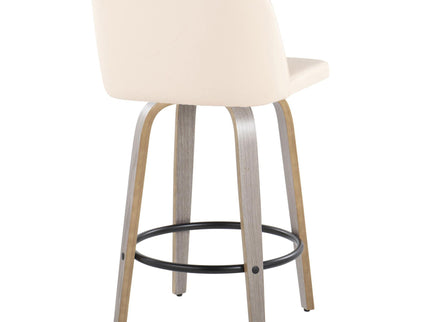 Toriano - Contemporary Fixed Height Counter Stool With Swivel & Round Footrest (Set of 2)
