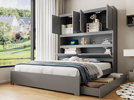 Platform Bed With USB, Storage Headboard & Drawers