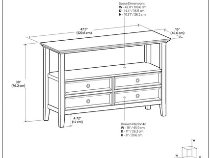 Amherst - Console Sofa Table, Handcrafted