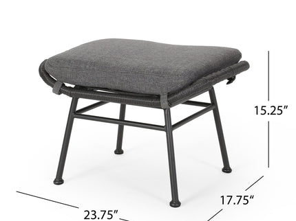 Outdoor Modern Boho Wicker Ottoman With Cushions (Set of 2)