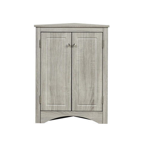Triangle Bathroom Storage Cabinet With Adjustable Shelves, Freestanding Floor Cabinet - Oak