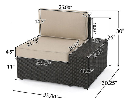 Santa Cruz - 8 Piece Outdoor Sectional Set - Dark Brown