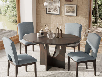 Topmax - 5 Piece Modern Extendable Round Dining Table Set With Removable Leaf For Small Places