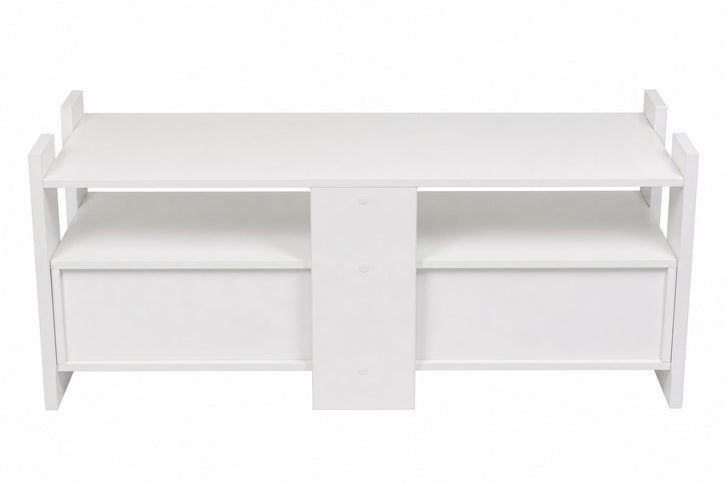 TV Stand For TVs Up To 55" With Open Shelves And 2 Drawers - White